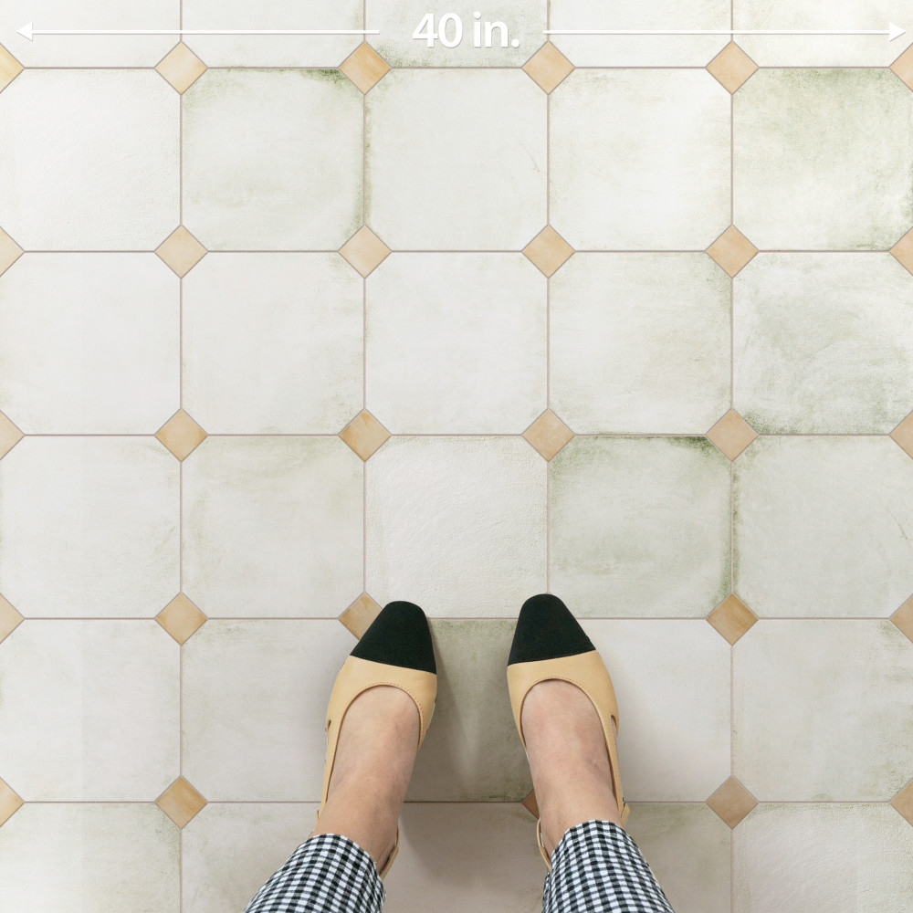 Laverton Octagon Nieve with Taco Beige 7-7/8 in. x 7-7/8 in. Porcelain Floor and Wall Tile