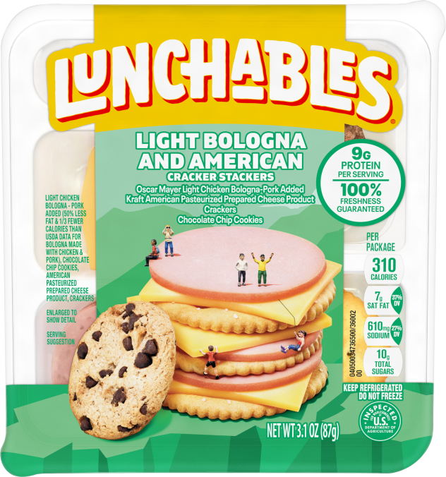 Lunchables Light Bologna & American Cheese Stackers Snack Kit with Chocolate Chip Cookies 3.1oz Tray