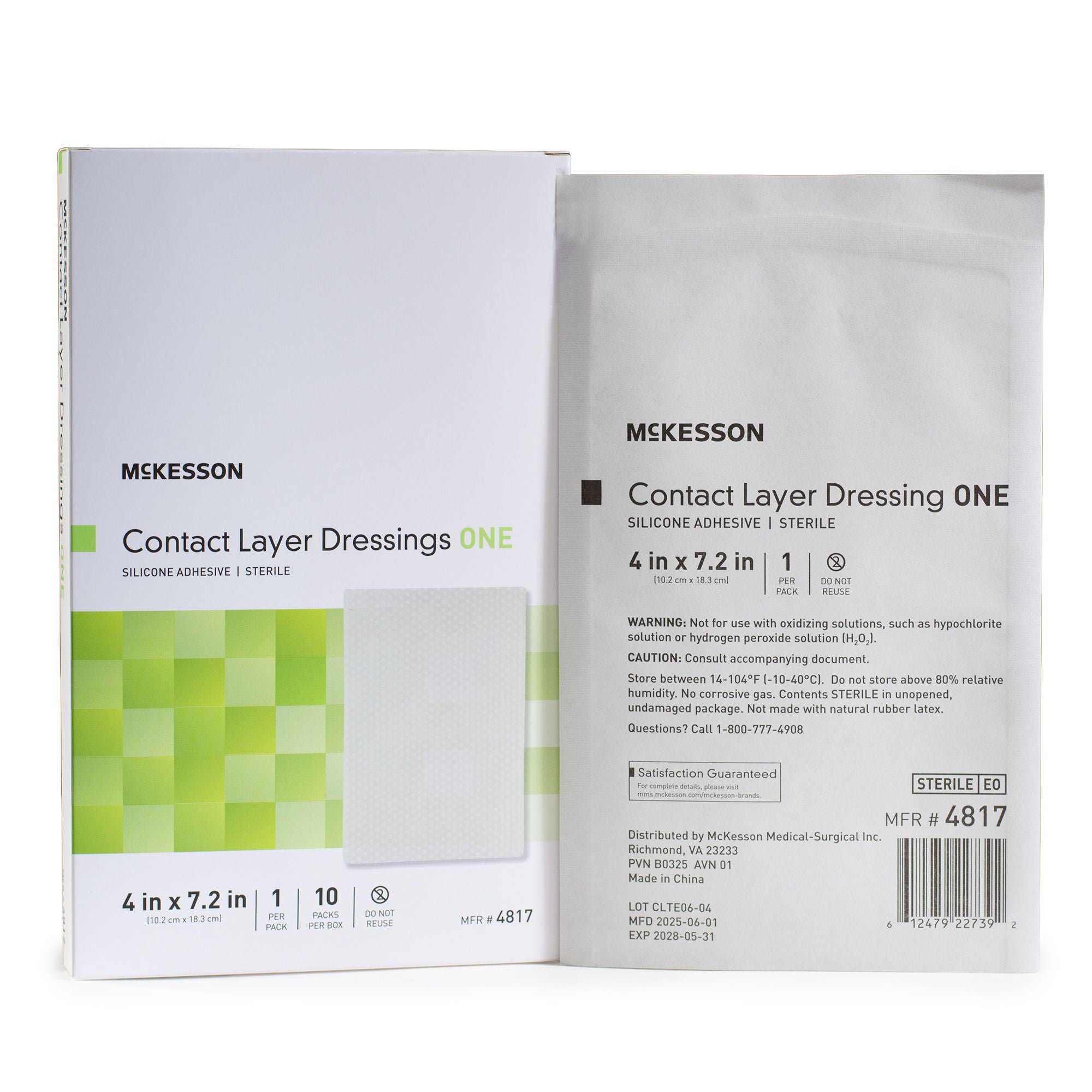 McKesson Silicone Wound Contact Layer Dressing, 4 x 7-2/5 Inch