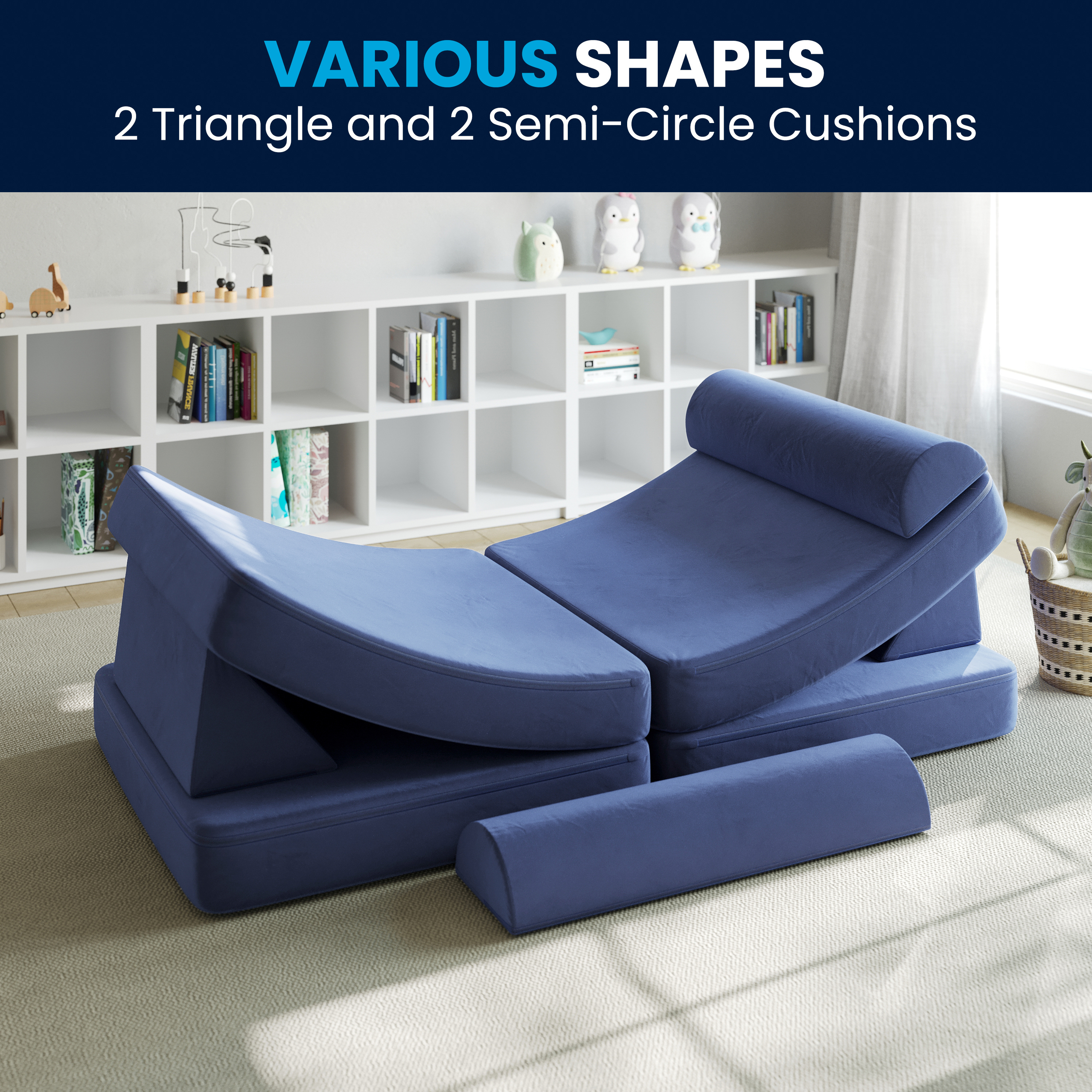 Marlowe 56" Modular Kids Play Couch with 6 Soft Foam Sectional Sofa Pieces in...