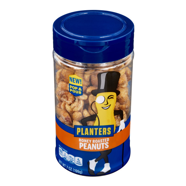 PLANTERS(r) Pop & Pour Honey Roasted Peanuts 12/7oz . C1C1 - Front Center In Package (Hi Res)