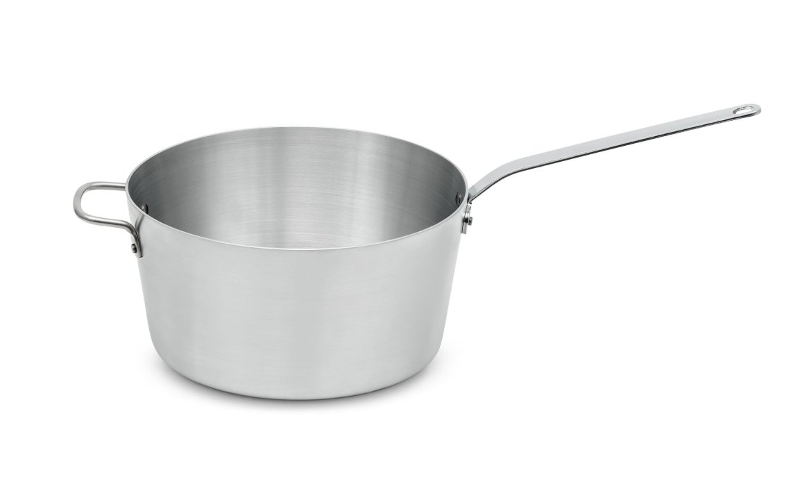 3 ¾-quart Wear-Ever® tapered aluminum saucepan with natural finish and plated handle