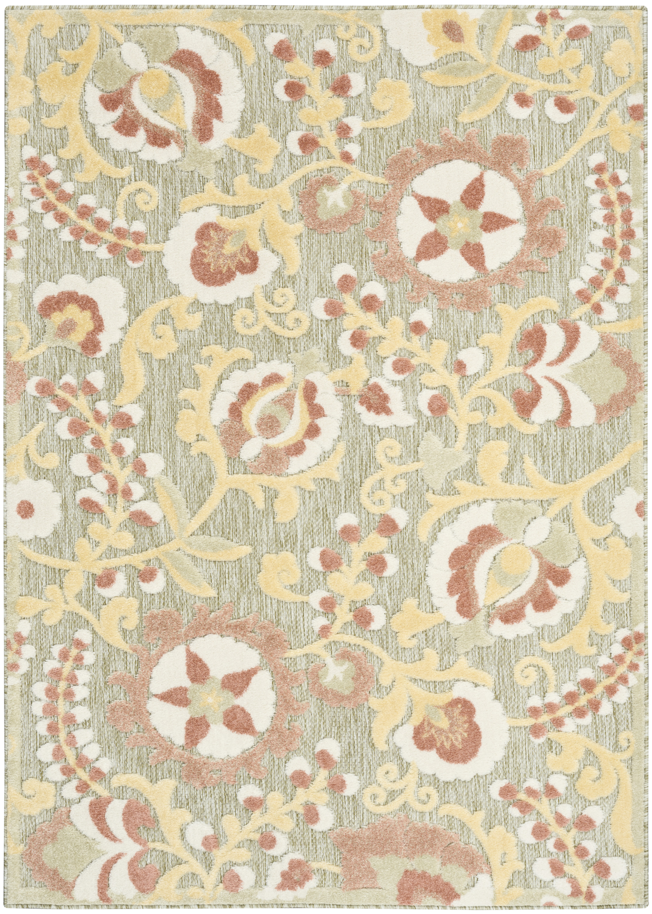 Nourison Aloha 5'3" x 7'5" Sage Rose Farmhouse Rug