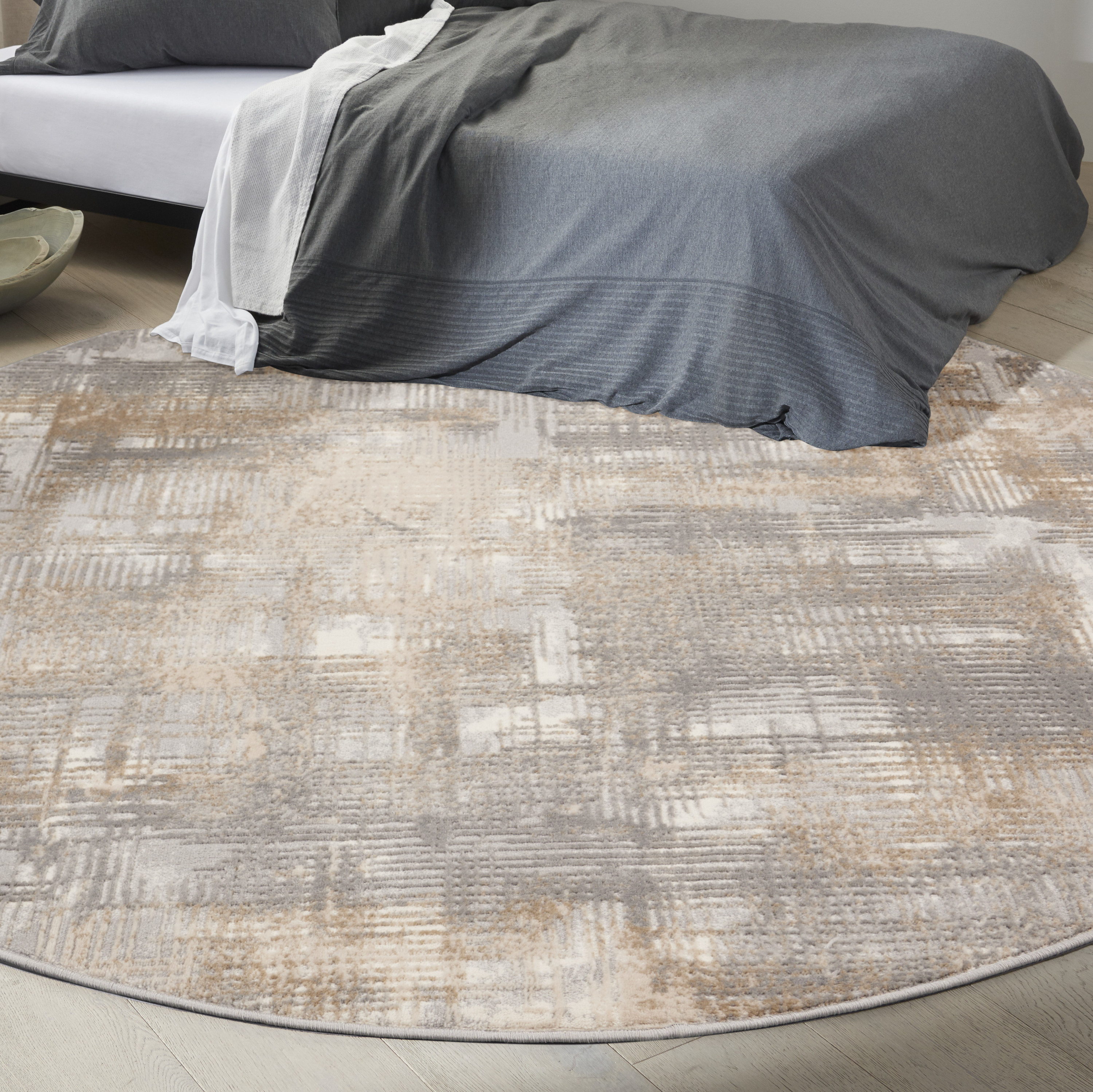 Calvin Klein CK950 Rush 8' x Round Grey Beige Modern Indoor Rug