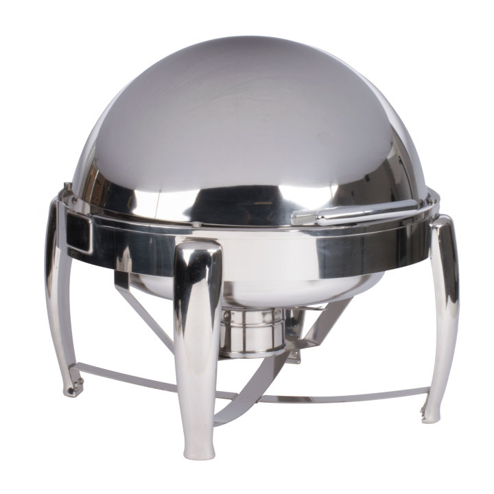 6-quart round D-Lux stainless steel chafer with dripless rolltop cover