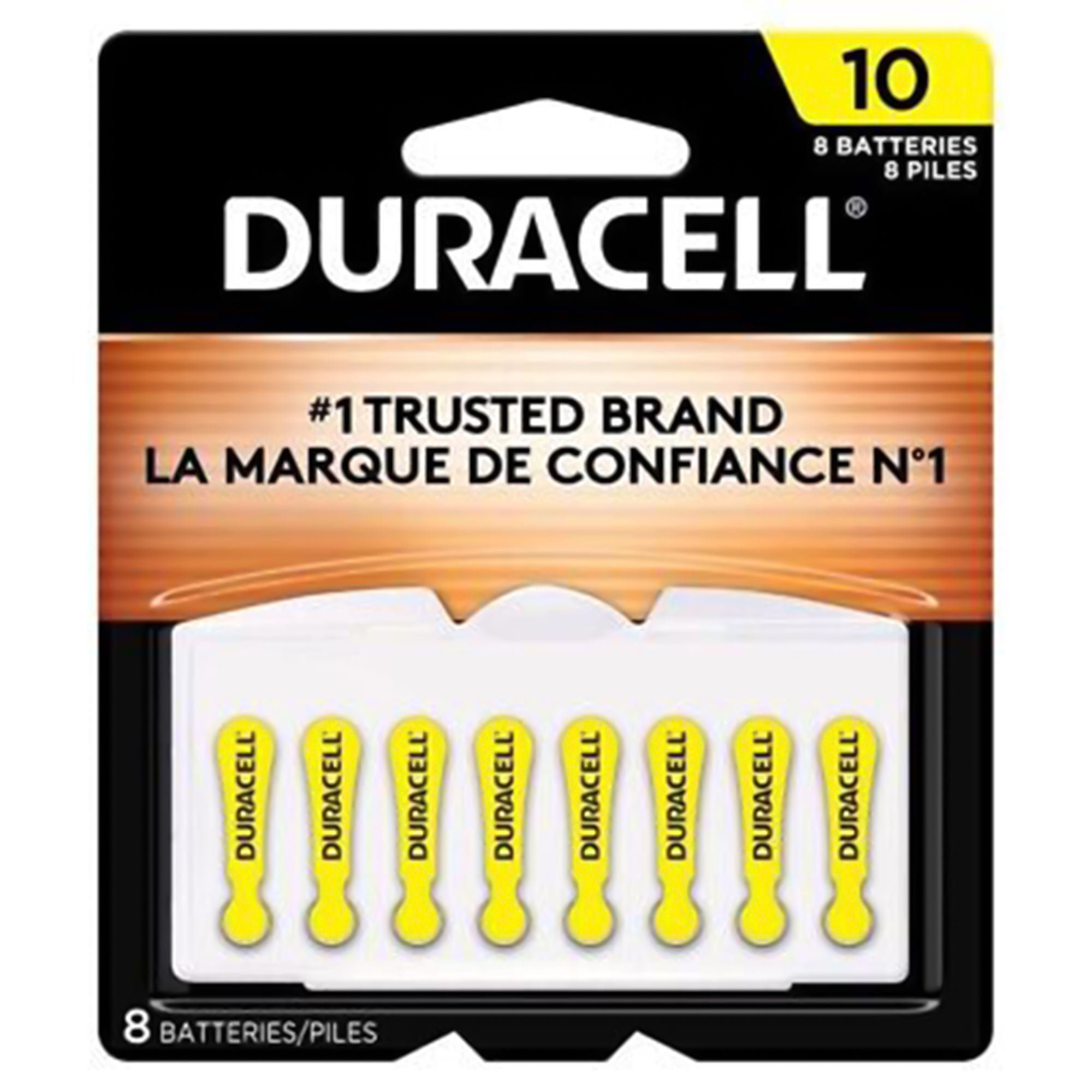 Duracell® Zinc Air Battery for Hearing Aids, 1.4 volt, Yellow Size, Eight Pack