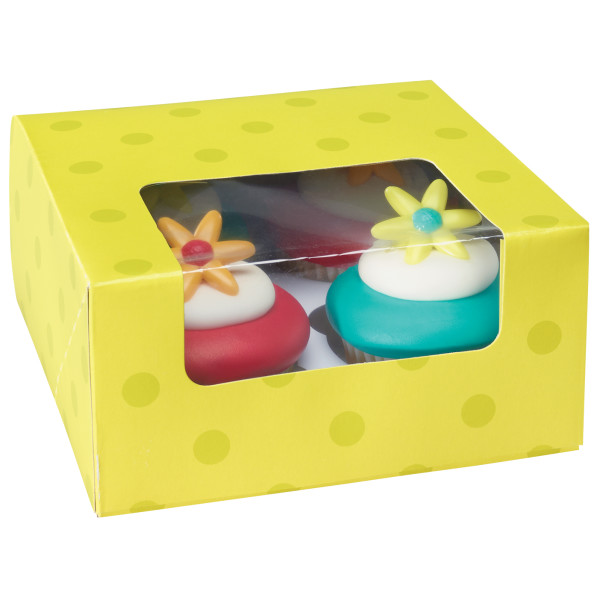 Lime Green With Dots 4 Ct Cupcake Box DecoPac