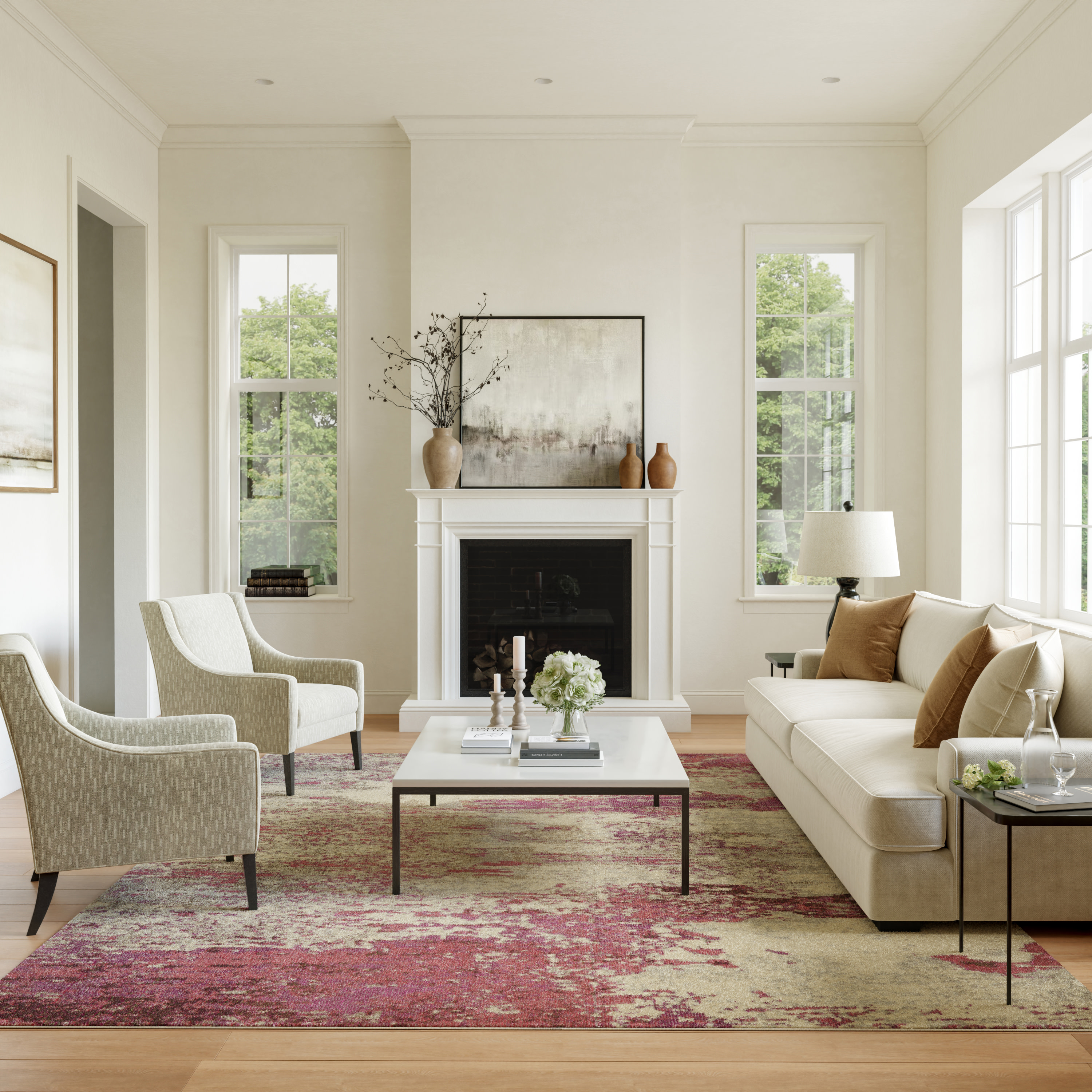 Nourison Celestial 7'10" x 10'6" Ivory Pink Modern Indoor Rug