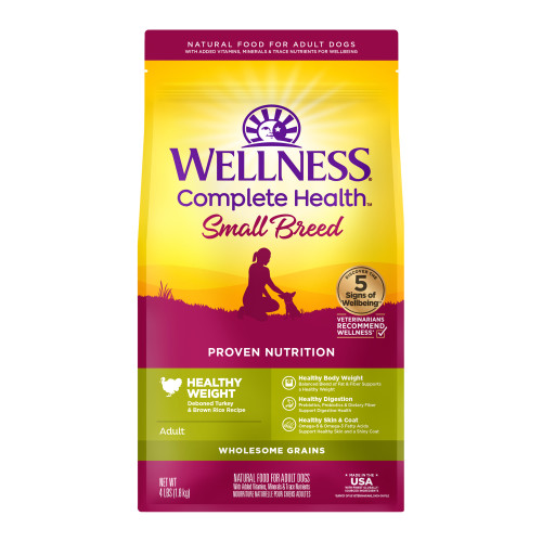 Wellness Complete Health Grained Small Breed Healthy Weight Turkey & Rice Front packaging