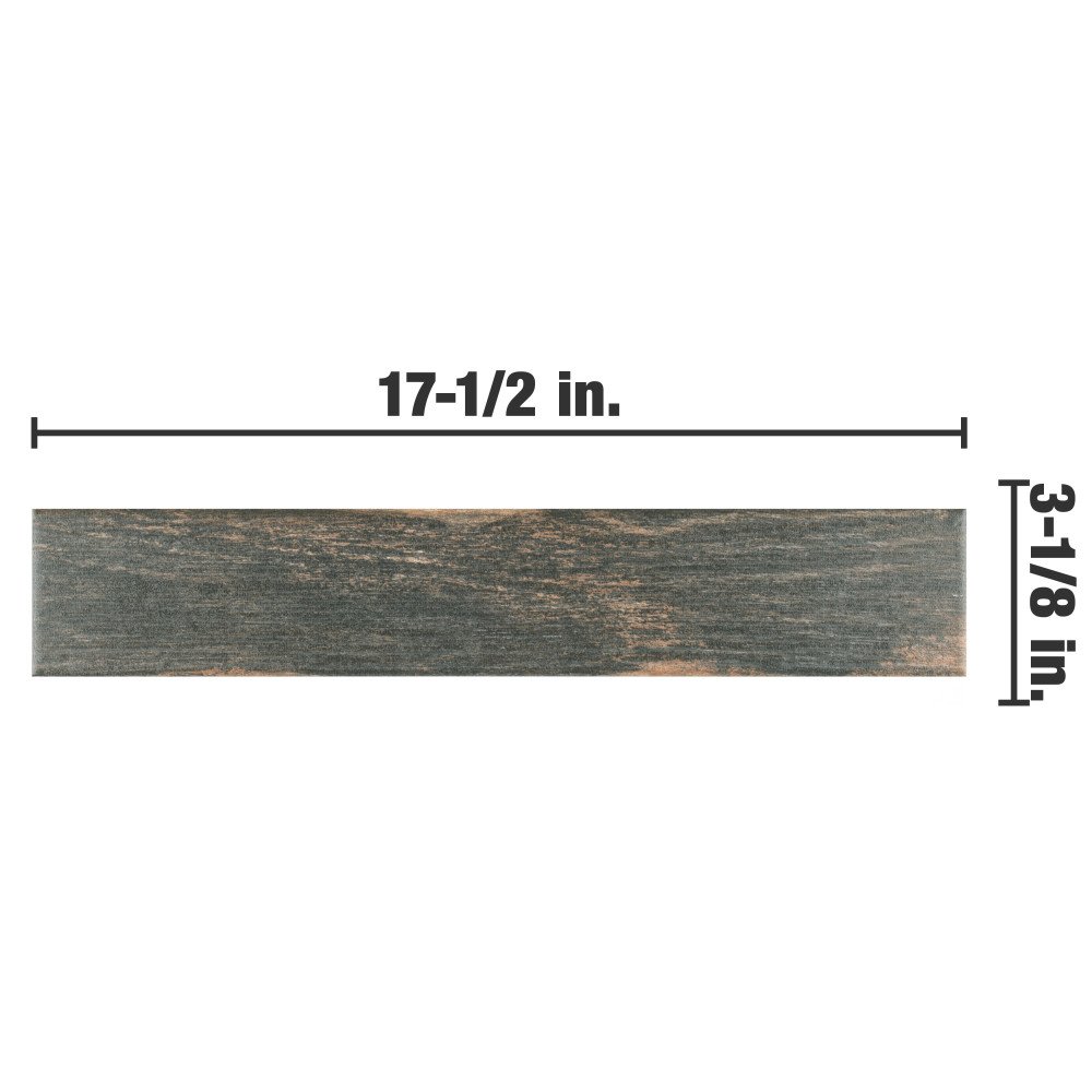 Bora Dark 3-1/8 in. x 17-1/2 in. Porcelain Floor and Wall Tile