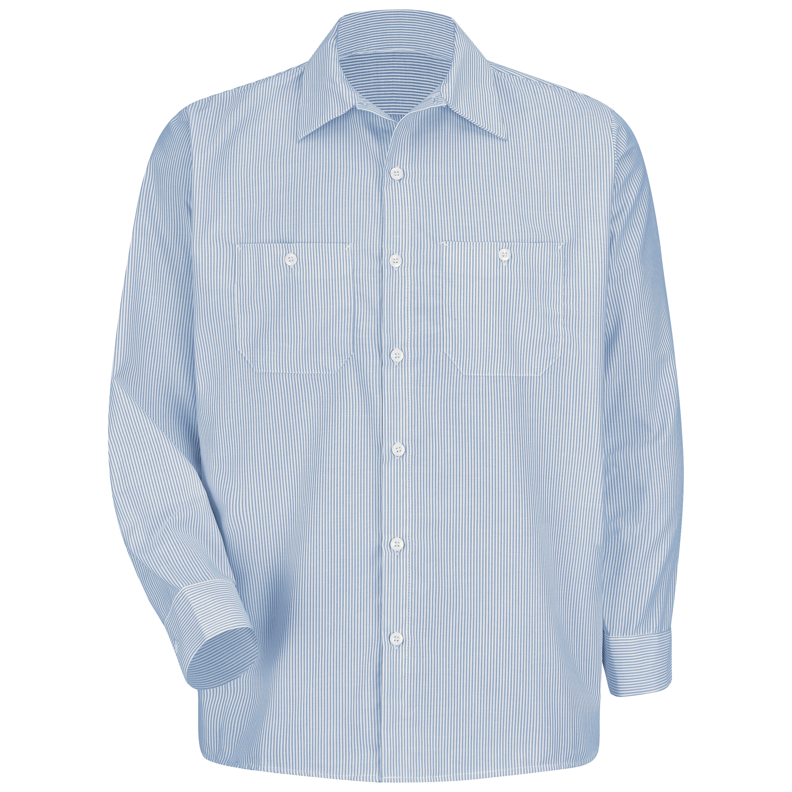 Men‘s Long Sleeve Industrial Stripe Work Shirt-Red Kap