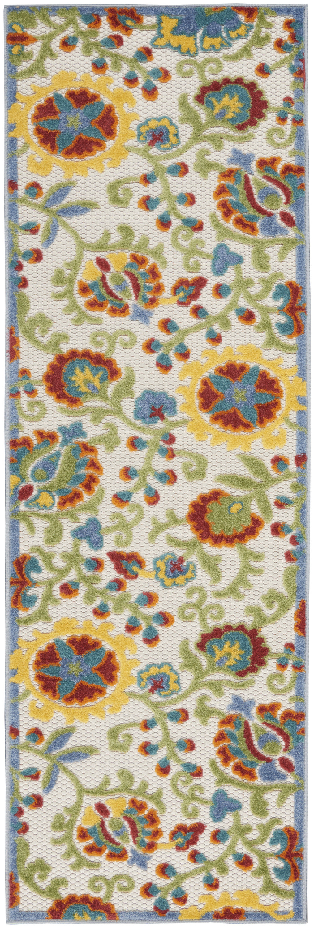 Nourison Aloha 2'3" x 8' Ivory Multicolor Farmhouse Rug