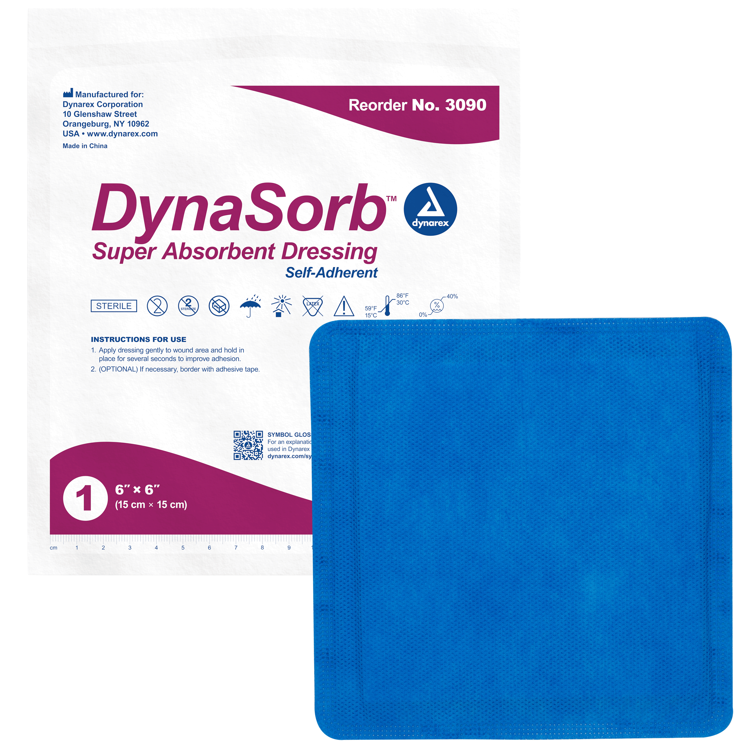 DynaSorb Super Absorbent Dressings - Self-Adherent - 6