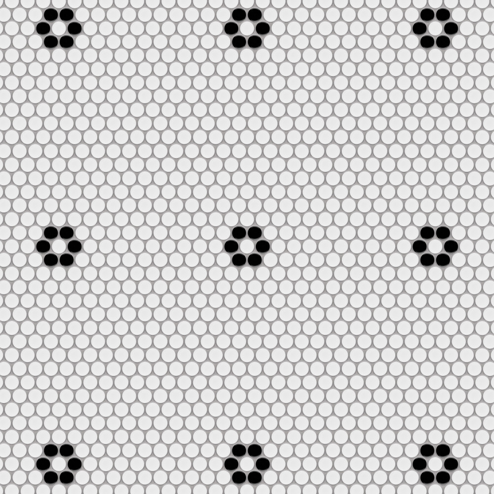 Metro Penny Matte White w/ Black Flower 9-3/4 in. x 11-1/2 in. Porcelain Mosaic Tile