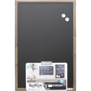RUSTIQUE Wood Frame Magnetic Chalkboard, 20" x 30", Chalk Marker & Magnets