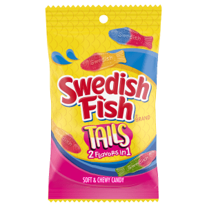 SWEDISH FISH Tails 2 Flavors in 1 Soft & Chewy Gummy Candy, 8 oz