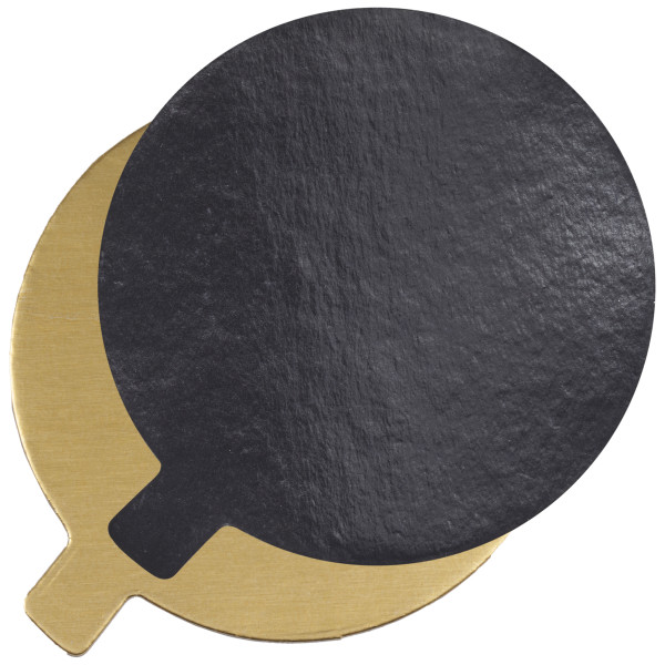 4" Round Black/Gold Reversible Waxed Corrugated Cake Board