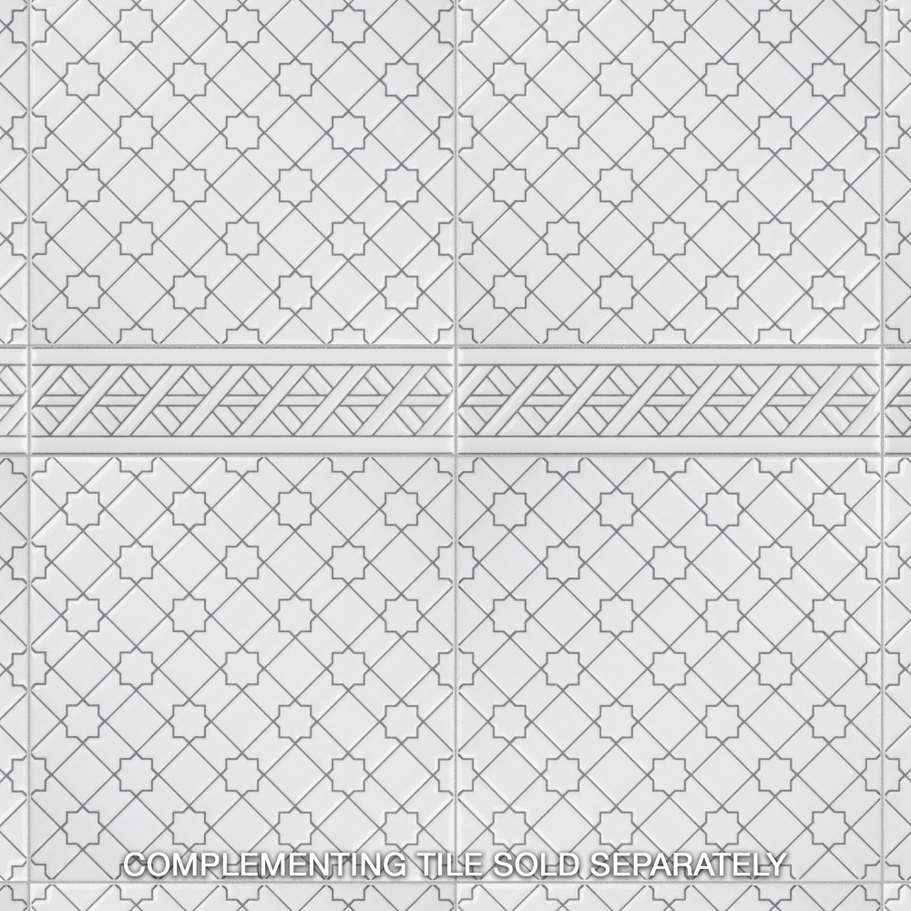 Sevillano Listello Camino White 2x7.88 Rectangle Ceramic Wall Only Digital Pattern