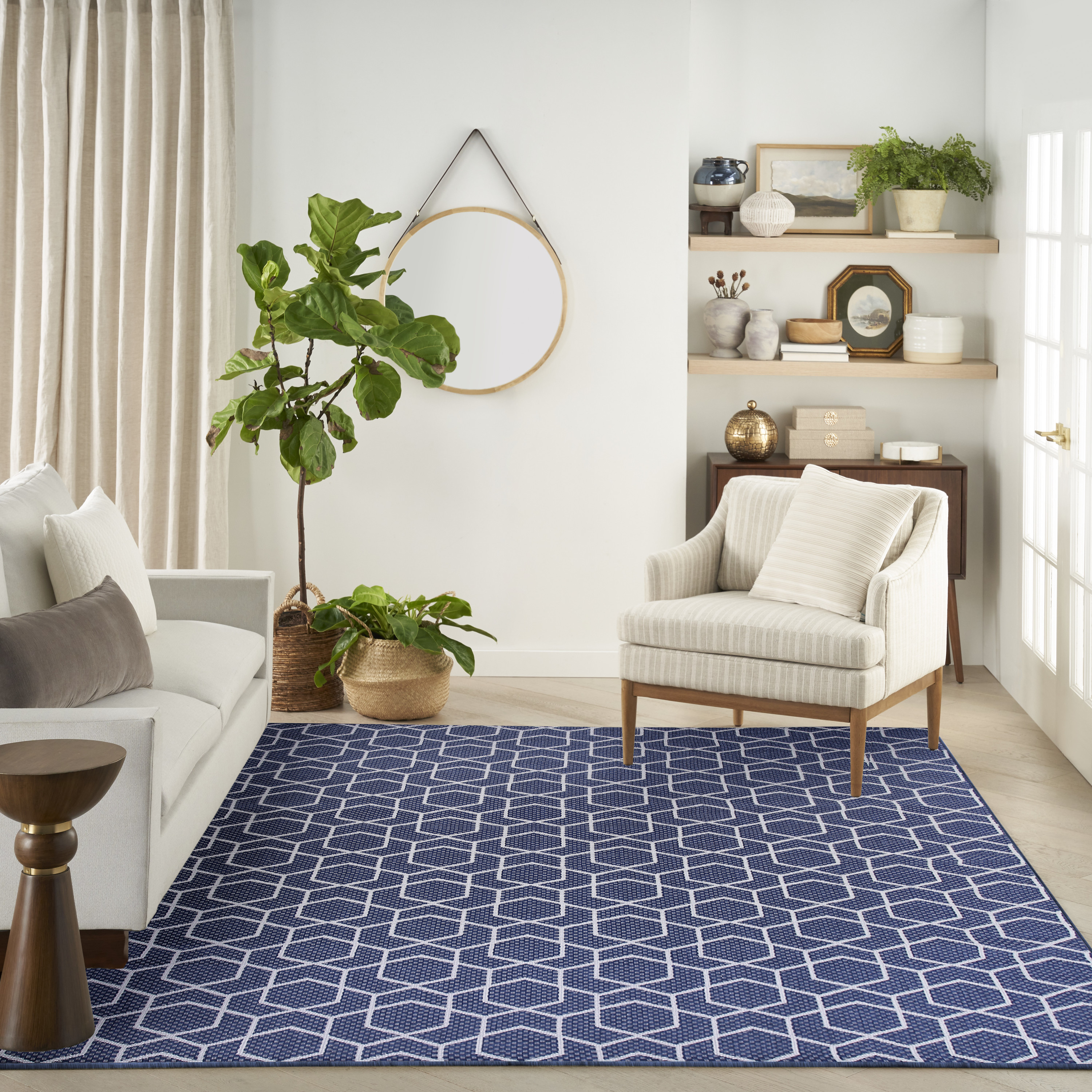 Nourison Horizon Indoor/Outdoor 10' x 14' Navy Modern Rug
