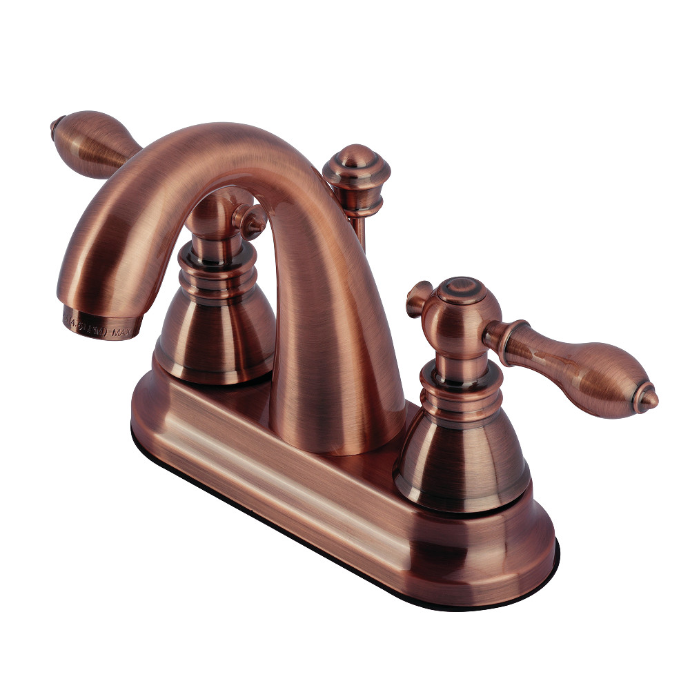 Double-Handle 3-Hole Deck Mount 4-Inch Centerset Bathroom Faucet with Pop-Up Drain, Antique Copper with 7 Finish Options