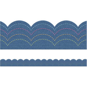 Crafty and Cool Denim Scalloped Bulletin Board Borders, 39 Feet