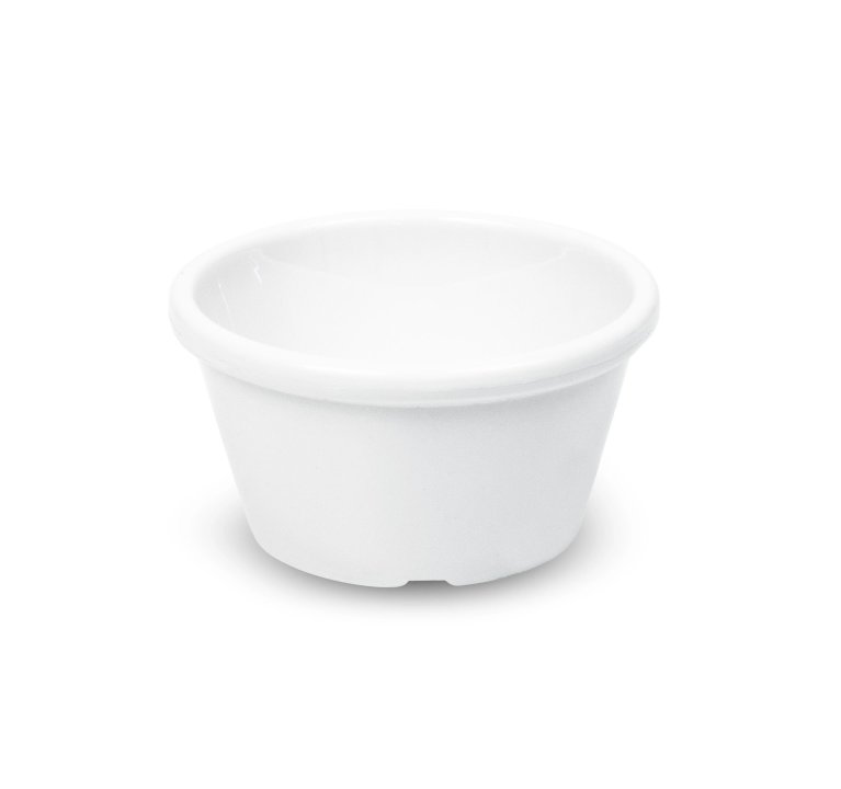Recipiente para salsas de PET blanco de 7.5 cm