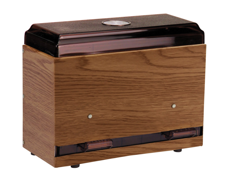 Onesided bulk unwrapped straw dispenser in light oak woodgrain