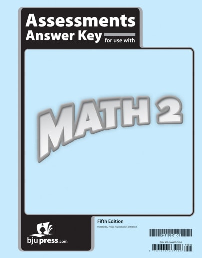 BJU Press Math 2 Assessments Answer Key 5th Edition