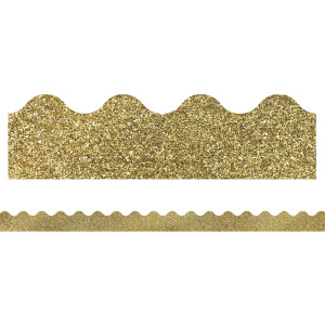 Sparkle + Shine Gold Glitter Scalloped Border, 39 Feet