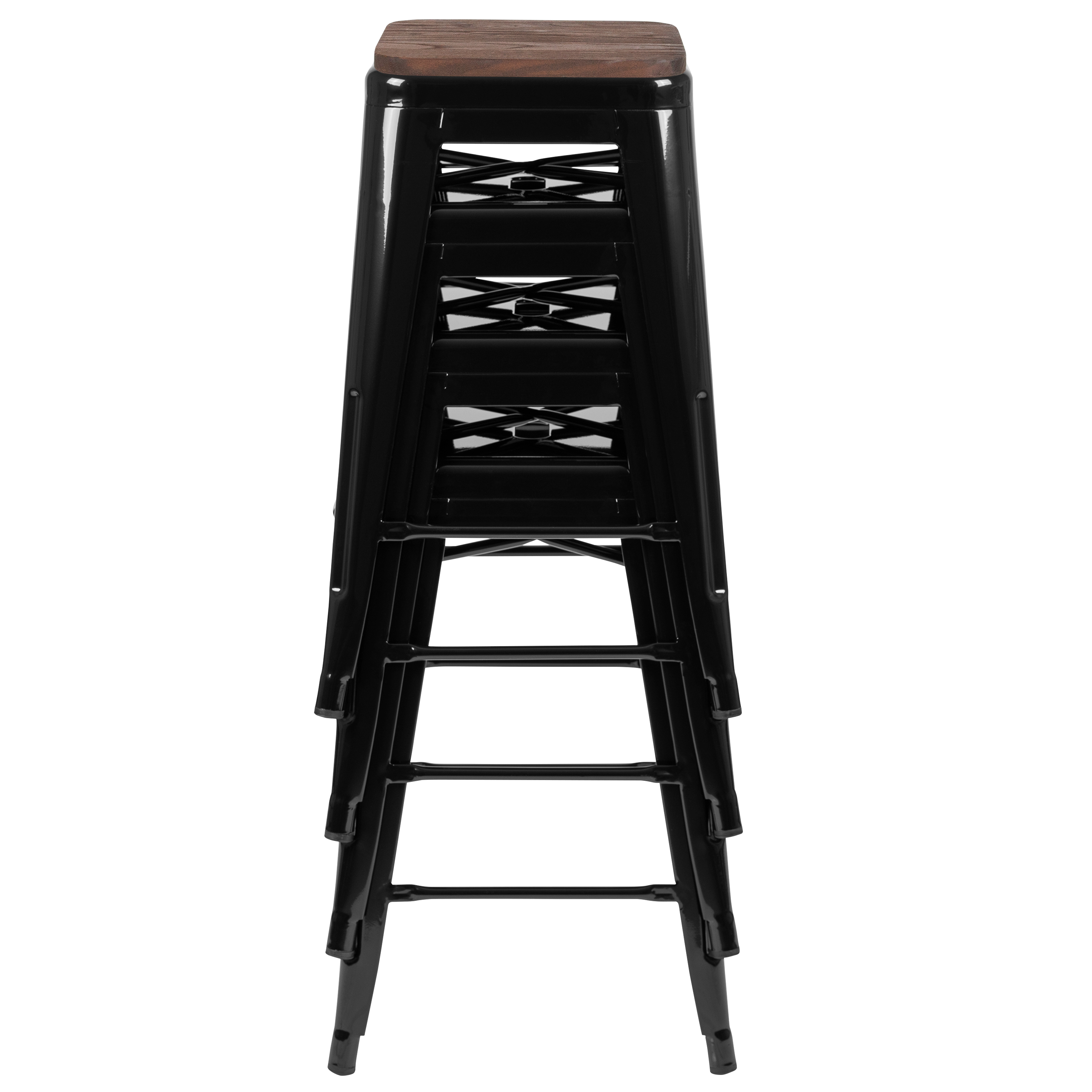 Cierra 24" High Metal Counter-Height, Indoor Bar Stool with Wood Seat in Gun ... - Picture 36 of 49