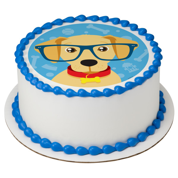 Puppy With Glasses PhotoCake® Edible Image®