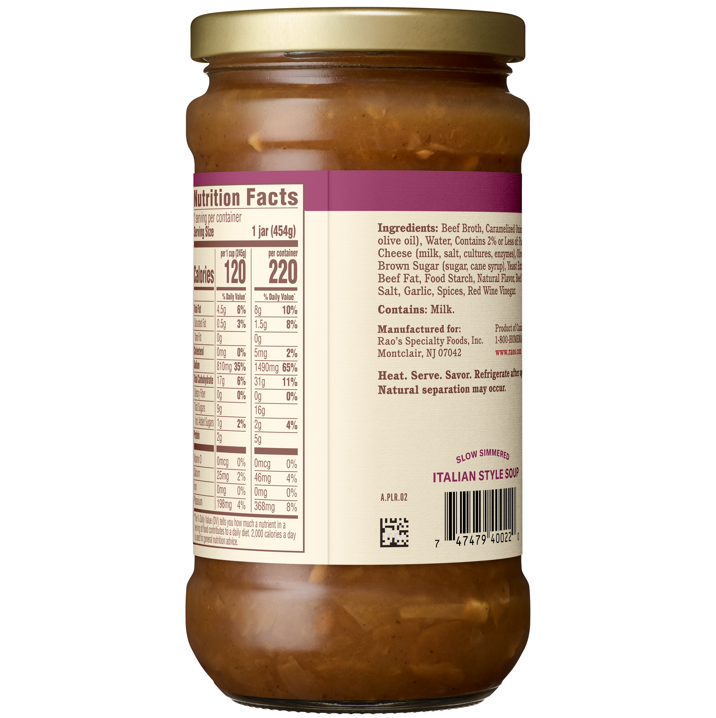 French Onion Soup, 16 oz - Back Image