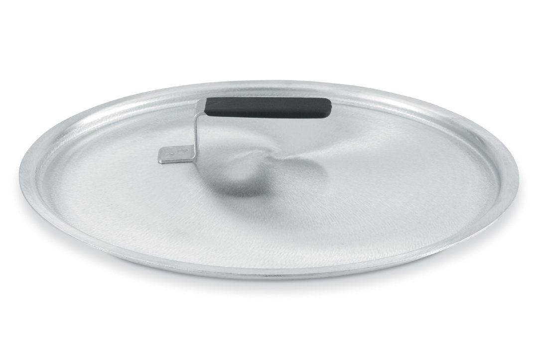 10 ¾-inch Wear-Ever® domed aluminum cover with satin finish and dipped handle