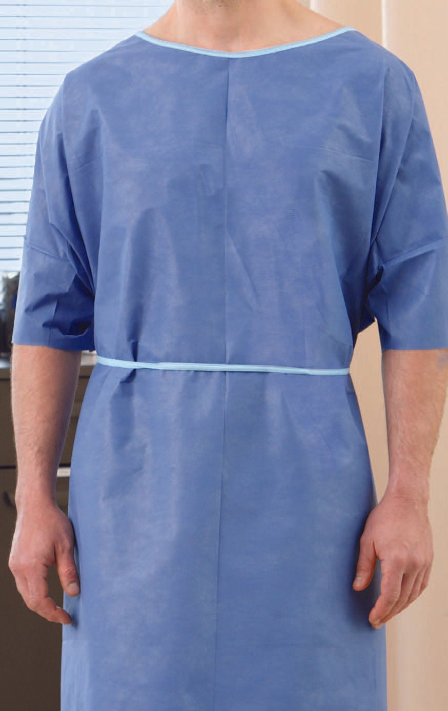 Patient Exam Gown One Size Fits Most Blue Disposable