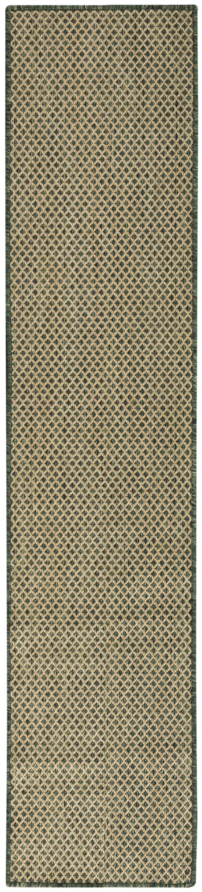 Nourison Courtyard 2'2" x 10' Green Modern Rug