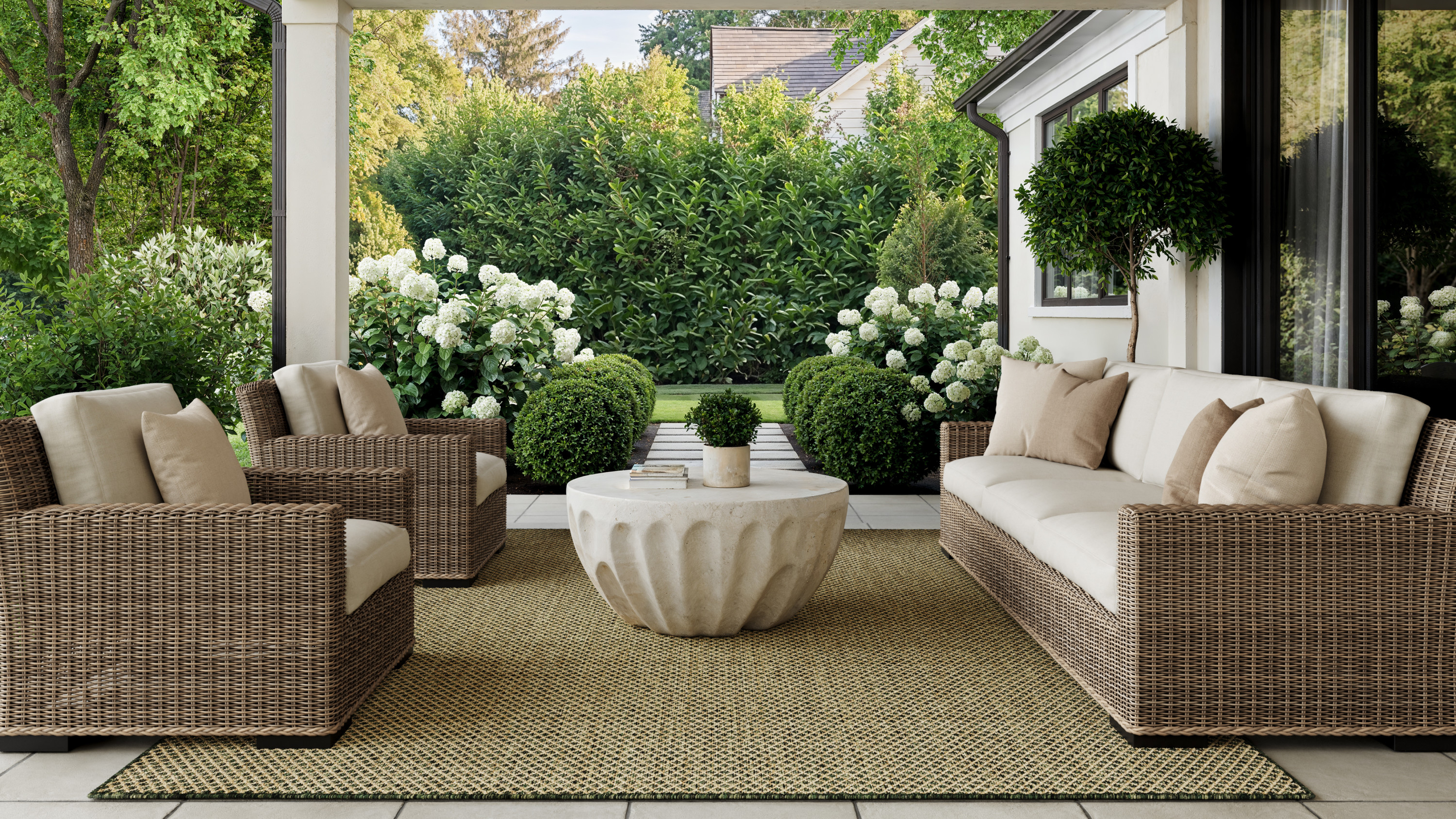 Nourison Courtyard 8' x 10' Green Modern Rug