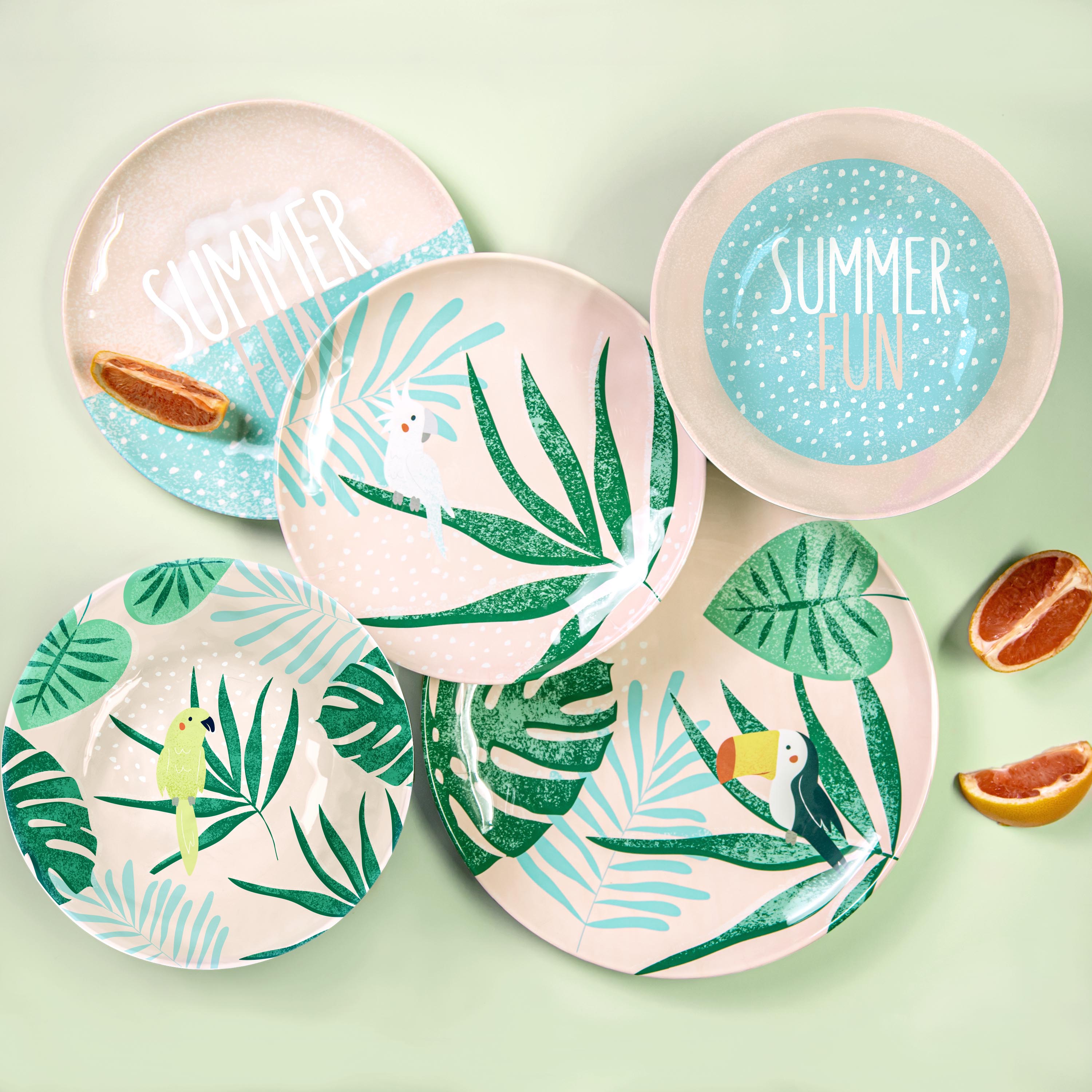 Summer Prints Dinnerware Set, Pink Tropics, 12-piece set slideshow image 4 Summer Prints Dinnerware Set, Pink Tropics, 12-piece set slideshow image 4