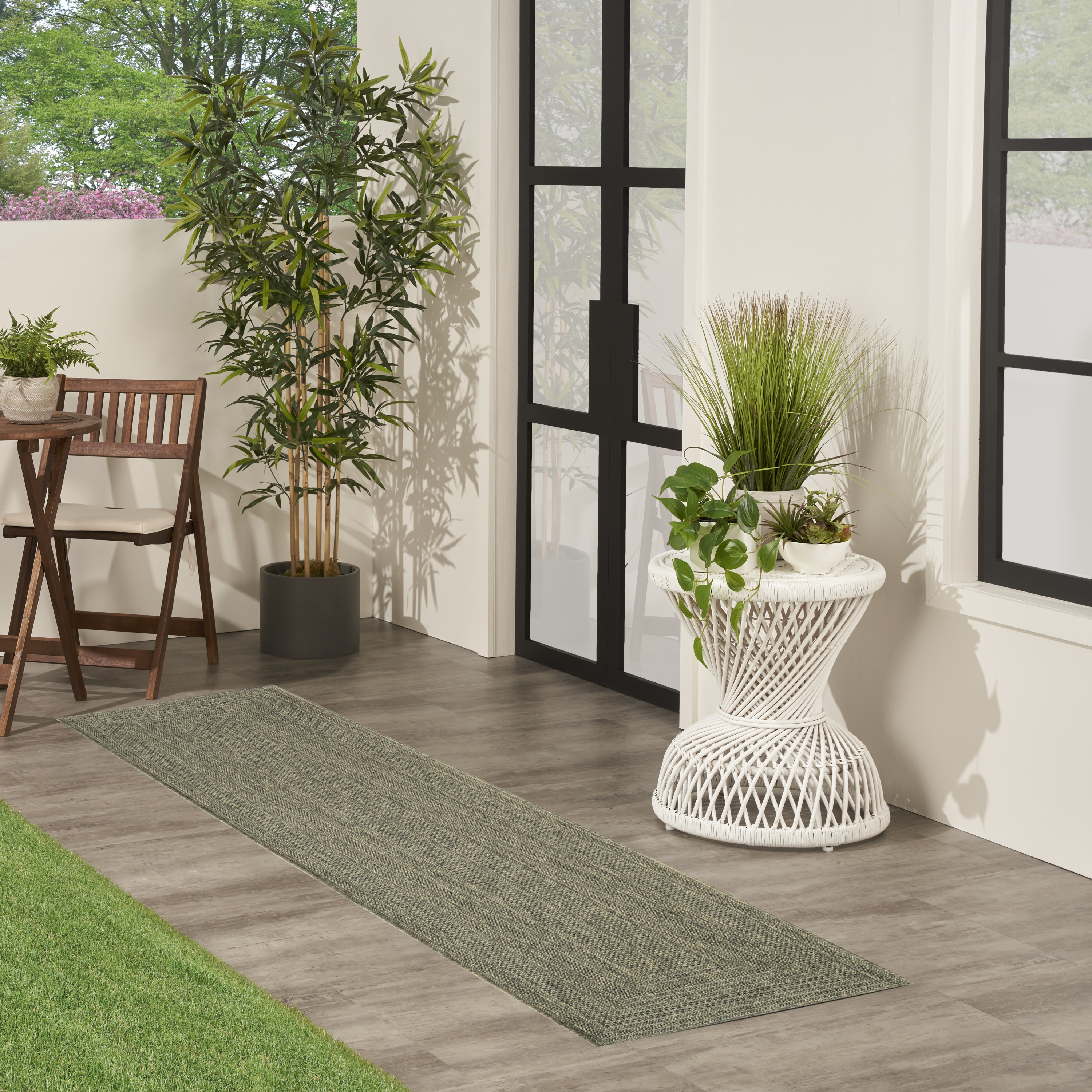 Nourison Tulum 2'2" x 8' Olive Outdoor Rug