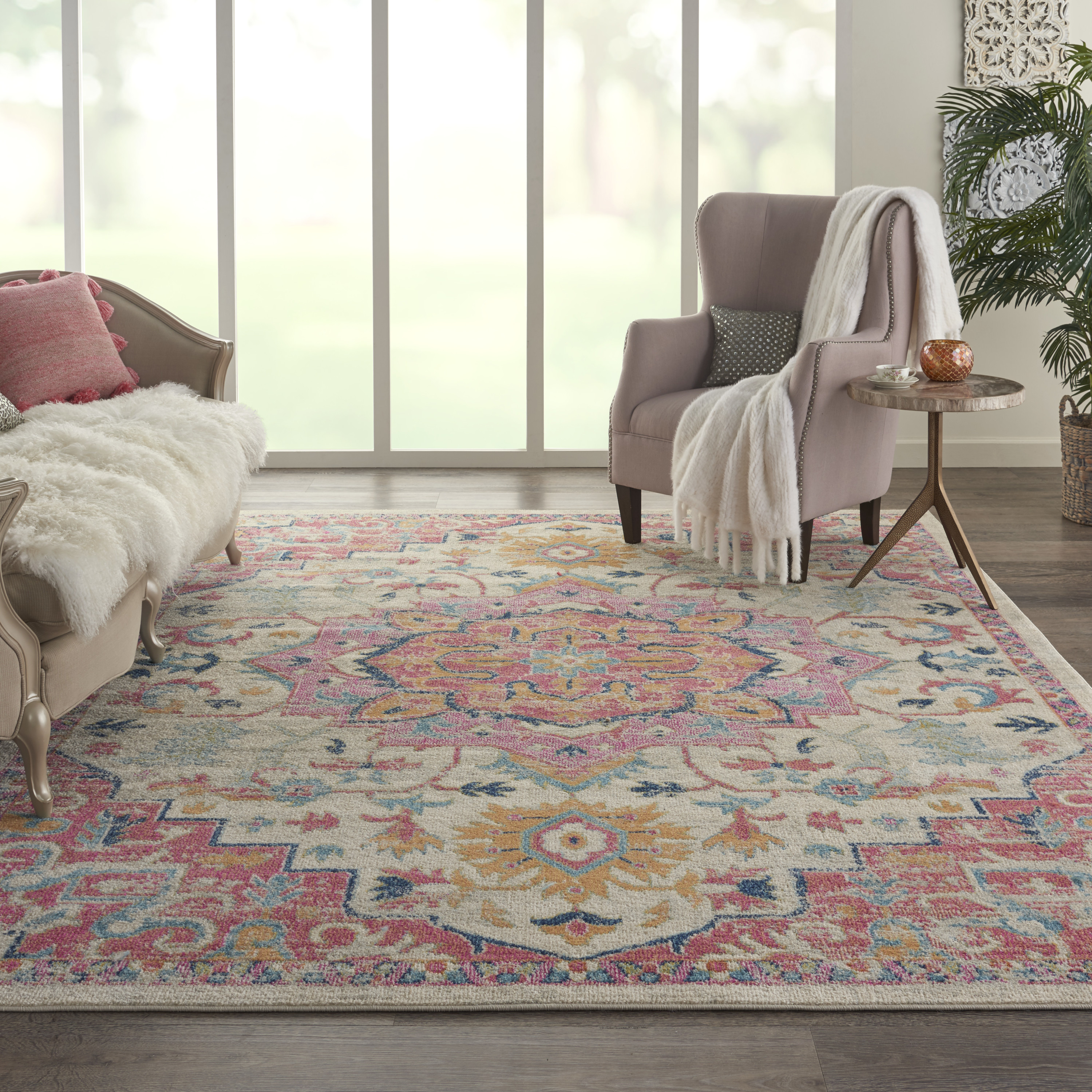 Nourison Passion 6' x 9' Ivory Pink Bohemian Indoor Rug