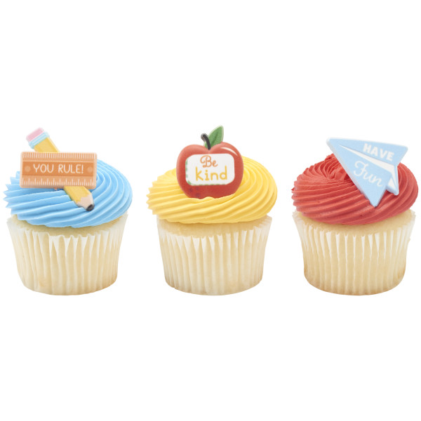 School Rules Icons Cupcake Rings