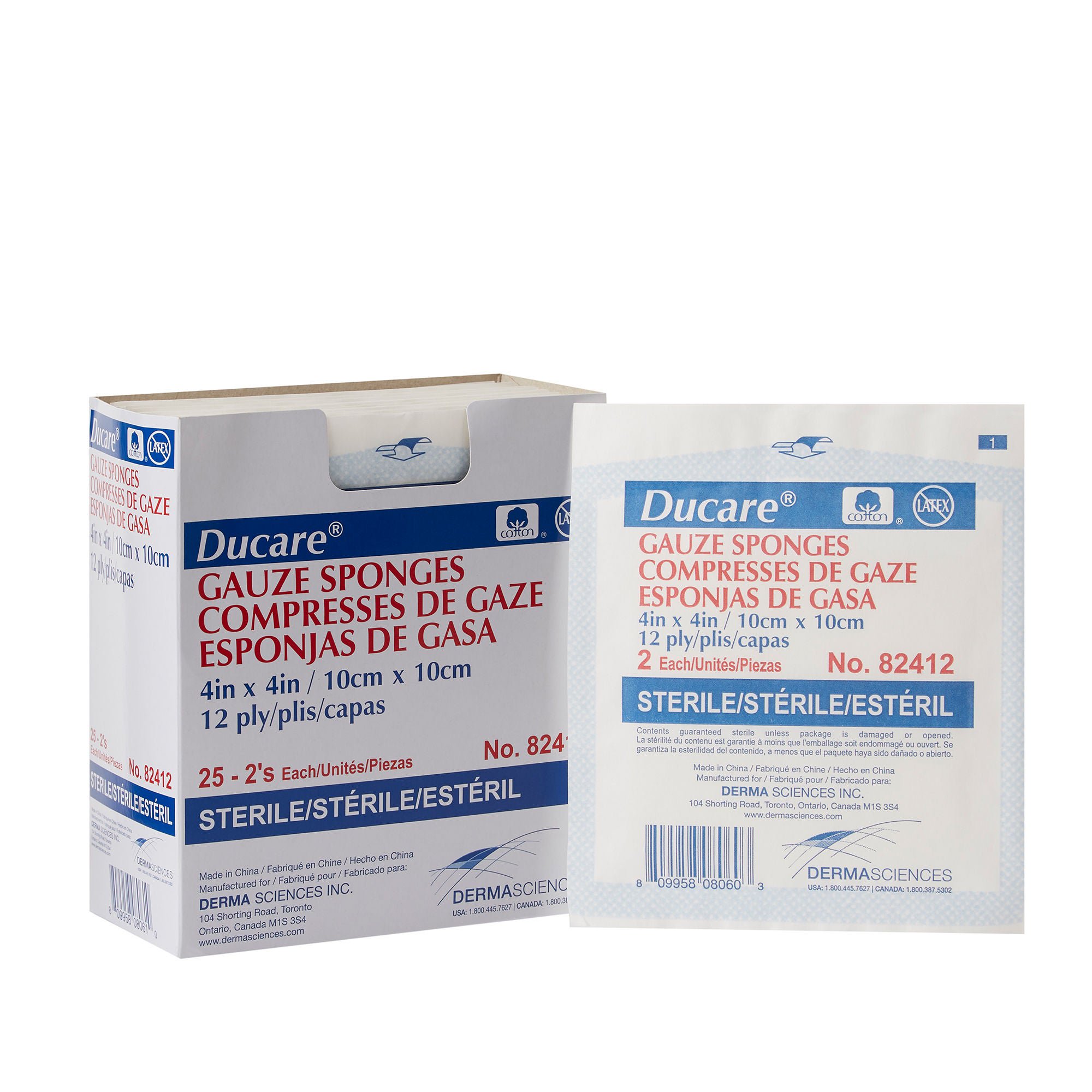Ducare Sterile Gauze Sponge, 4 x 4 Inch, 12-Ply