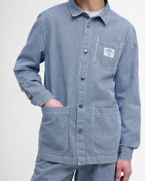 Tindale Striped Overshirt Bleached Blue