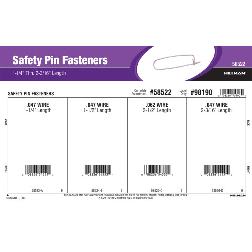 Safety Pin Fastener Assortment