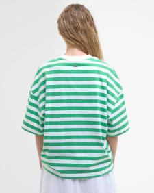 Abby Striped Oversized T-Shirt White/Kelly Green