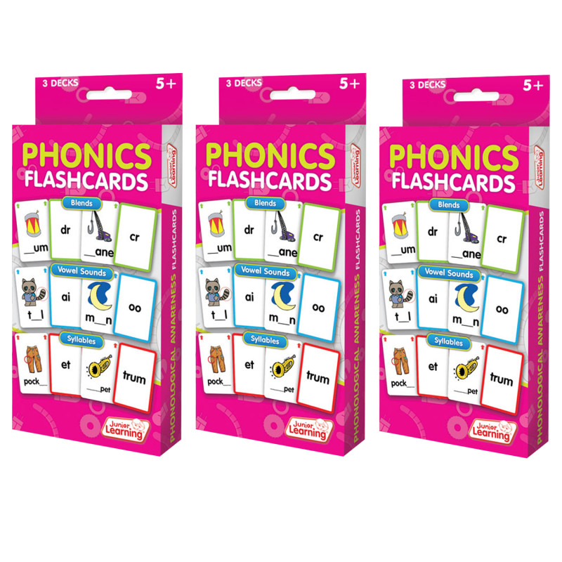 Phonics Flashcards, 3 Sets Per Pack, 3 Packs