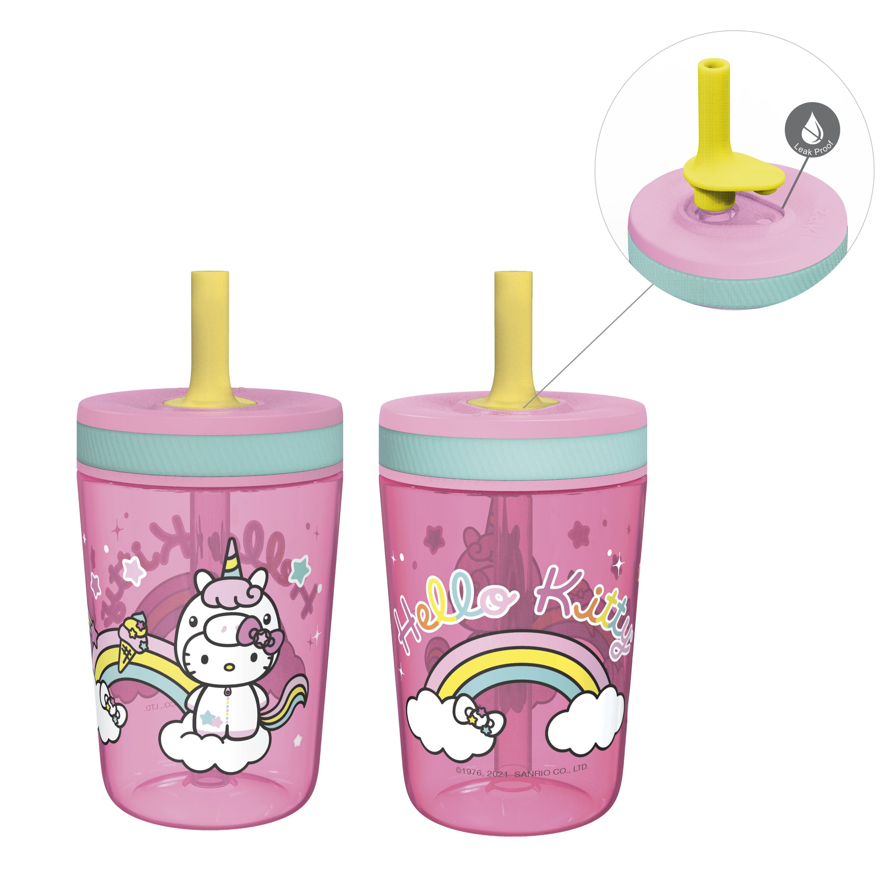 Sanrio 15  ounce Plastic Tumbler with Lid and Straw, Hello Kitty, 2-piece set slideshow image 1