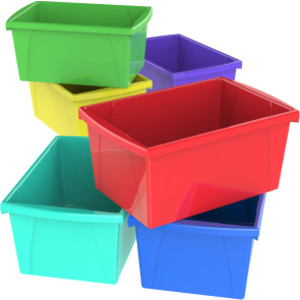 Medium Classroom Storage Bin, 5.5 Gallon, Assorted Color, Set of 6