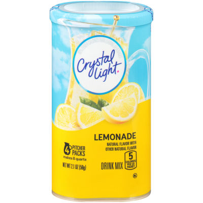 Crystal Light Sugar-Free Lemonade Drink Mix, 2.1 oz Can (4 Pitcher Can ...