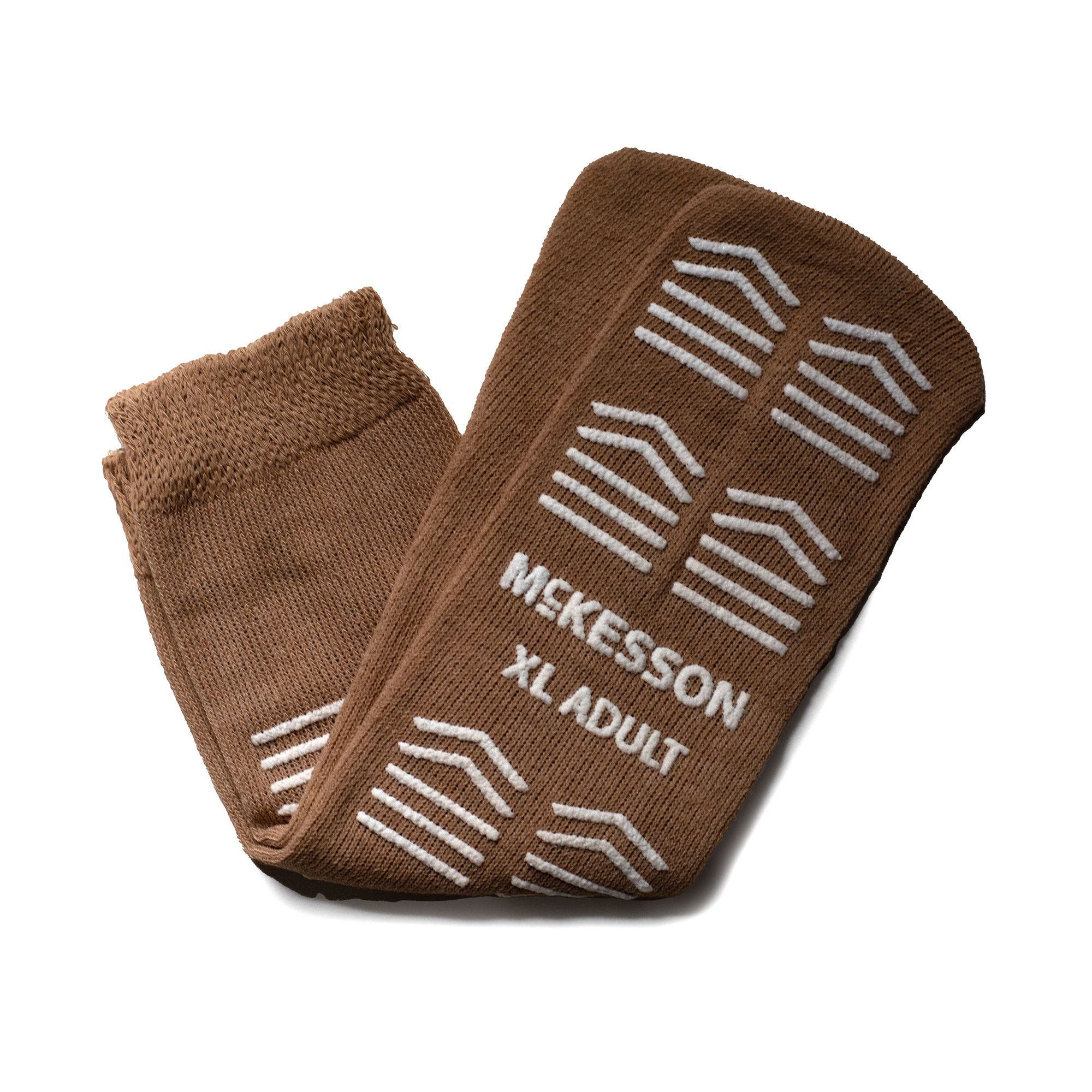 McKesson Slipper Socks, Single Tread, Extra Large, Brown