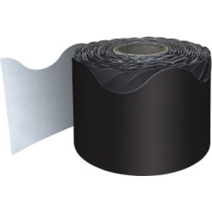 Black Rolled Scalloped Border, 2-1/4 Inch x 65 Feet
